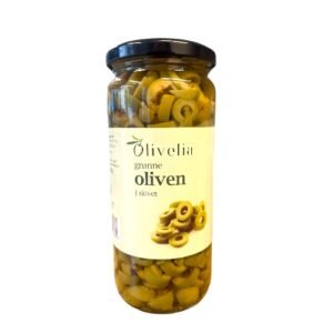 Olivelia – Grønne oliven i skiver – 370 g