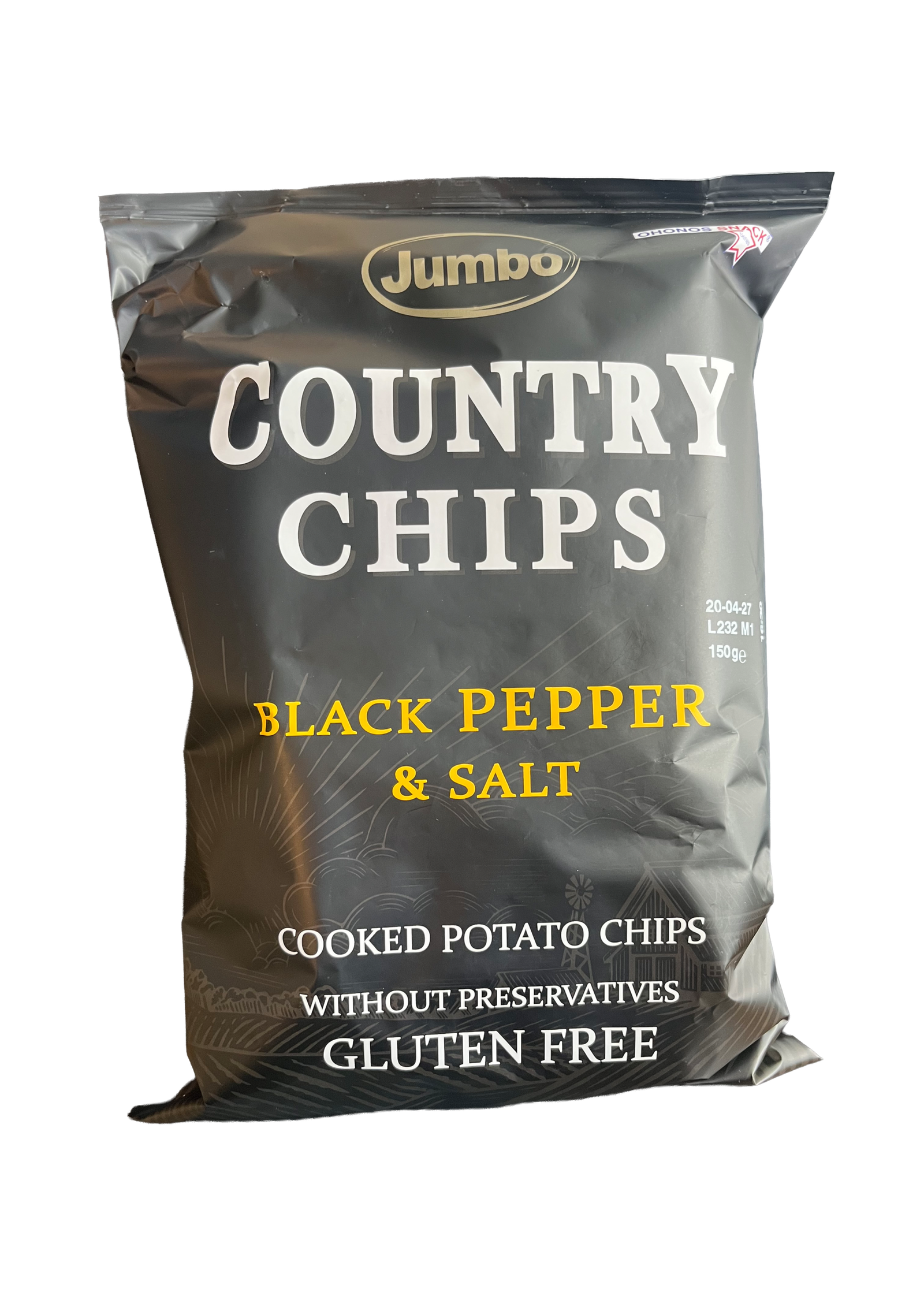 Jumbo sort pepper chips u.b Jumbo - Country Chips - Black Pepper og Salt, 150g - Bilde 1
